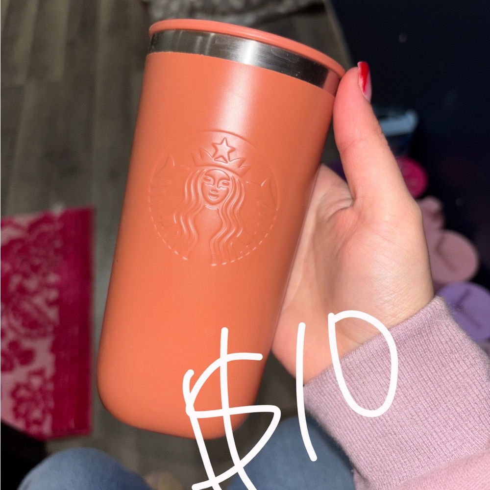 Starbucks Coral Tumbler with Silver Accent